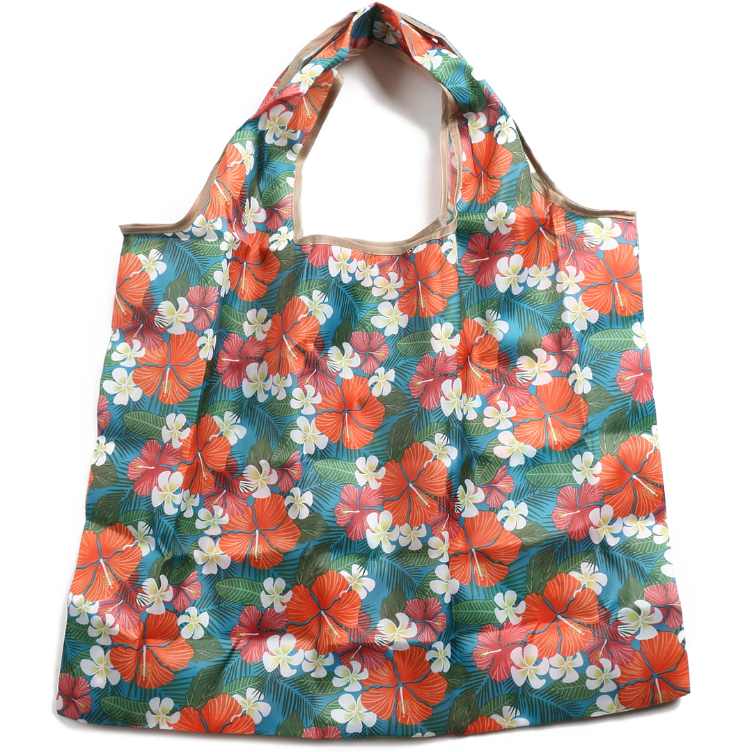 Floral Print With Large Collapsible Utility Bag or Tote Bag 