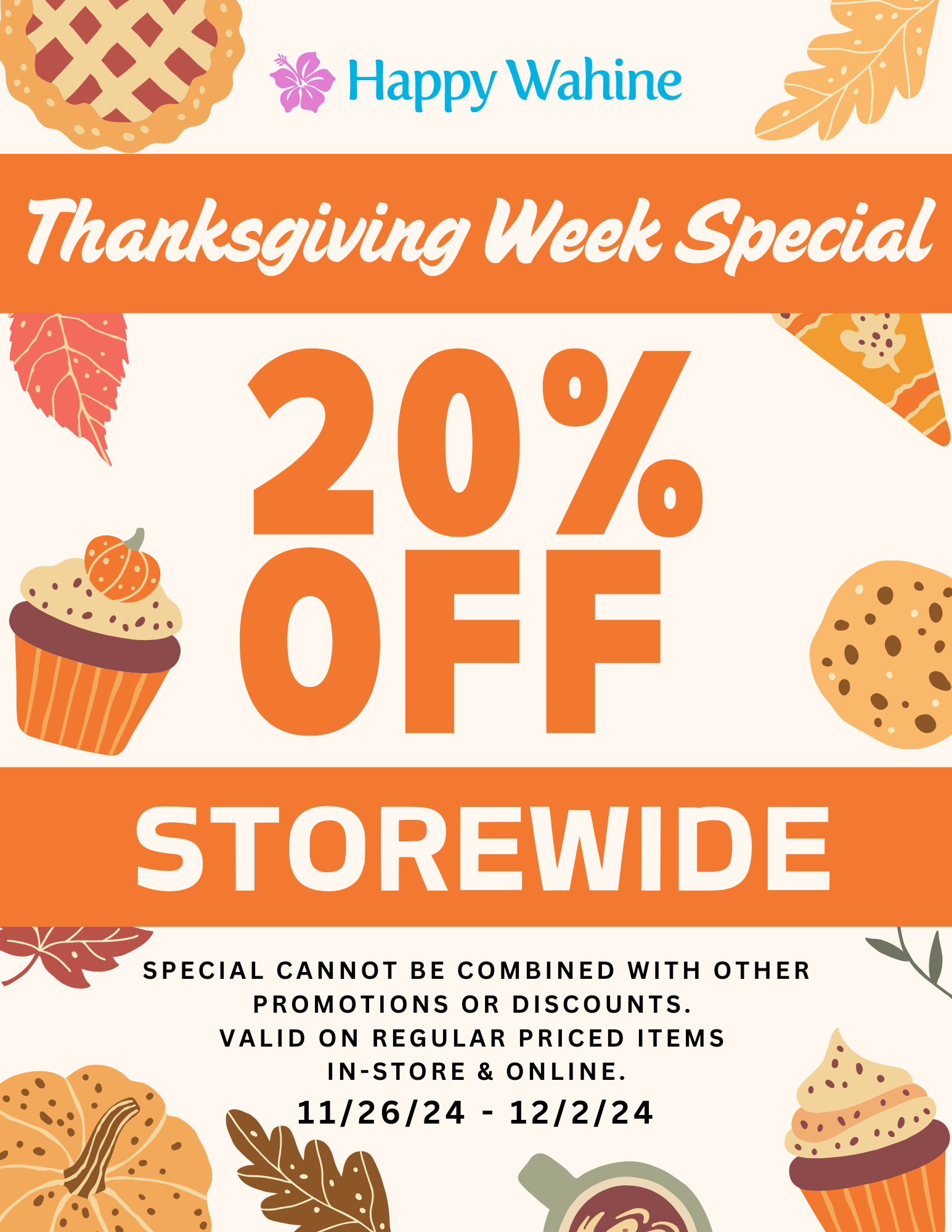 20% off Thanksgiving Special