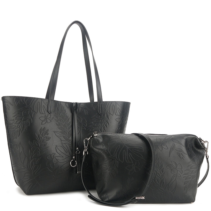 Reversible Tote Nancy Large Ginger Embossed Black