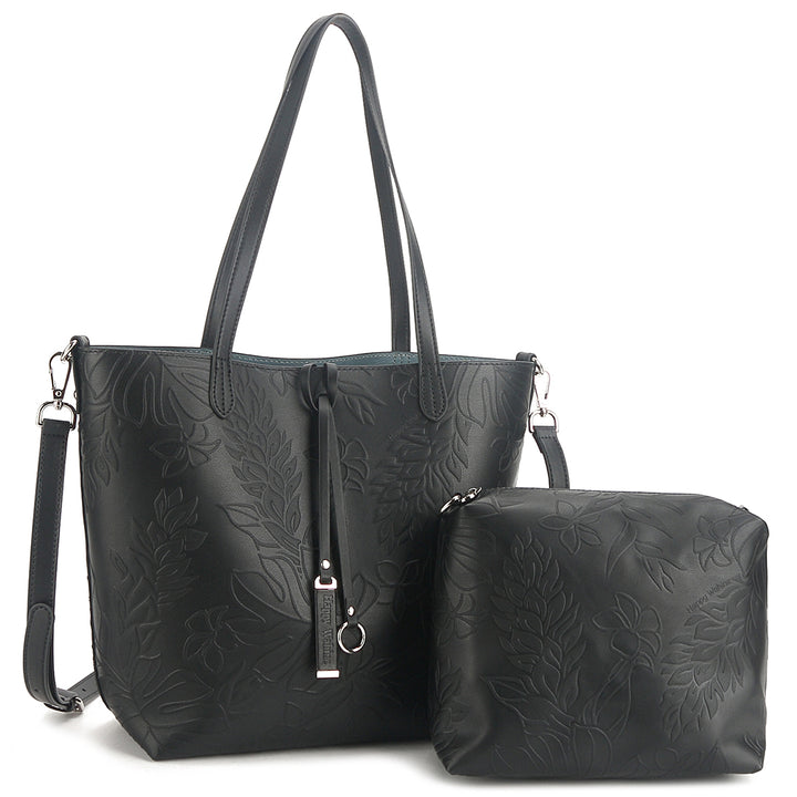 Reversible Tote Nancy Small Ginger Embossed Black