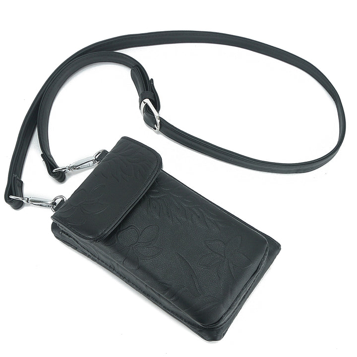 Crossbody Phone Wallet Anna Ginger Embossed Black