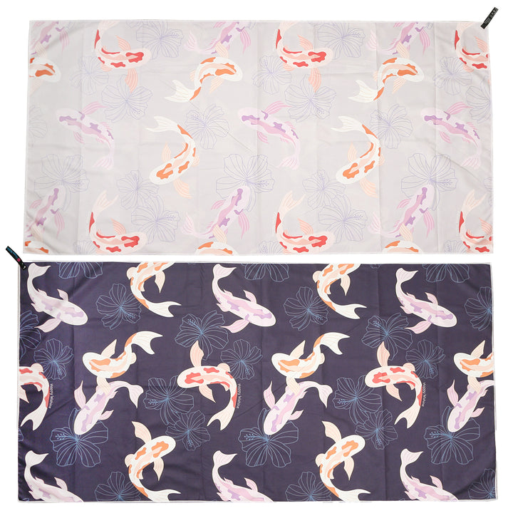 Sand-free Reversible Beach Towel Koi Navy Koi Grey