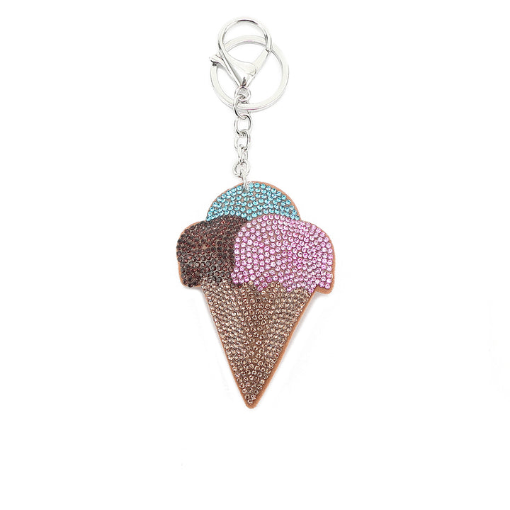 Bag Charm Crystal Ice Cream Pink