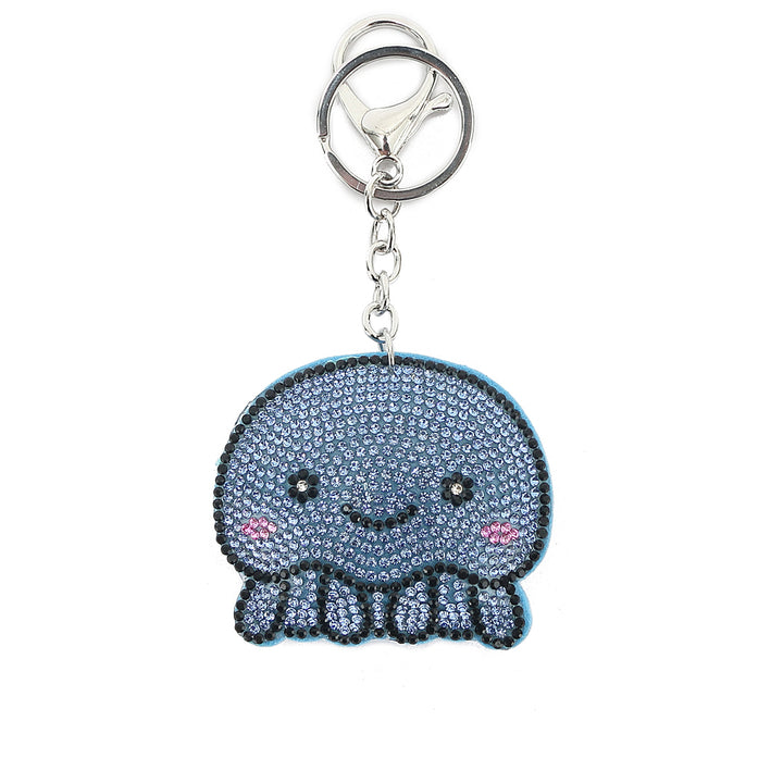 Bag Charm Crystal Octopus Blue