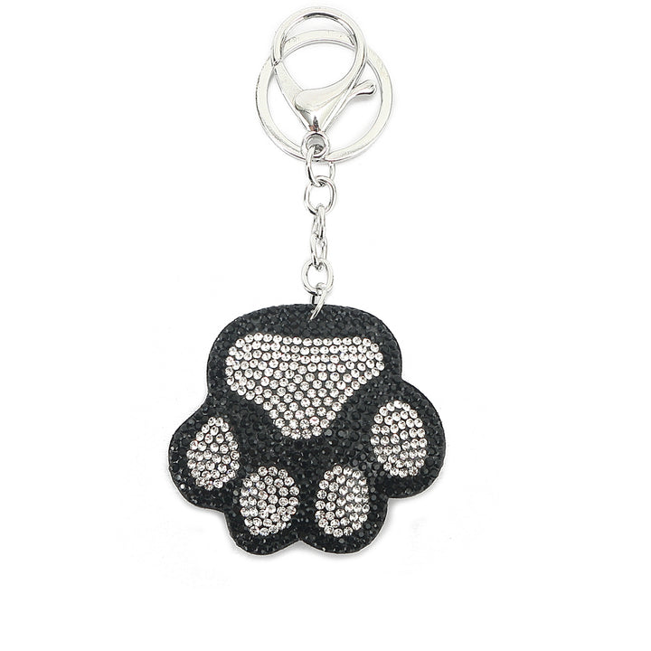 Bag Charm Crystal Paw Black