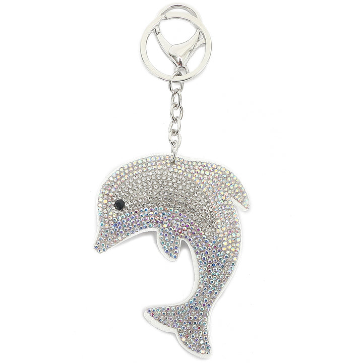 Bag Charm Crystal Dolphin White