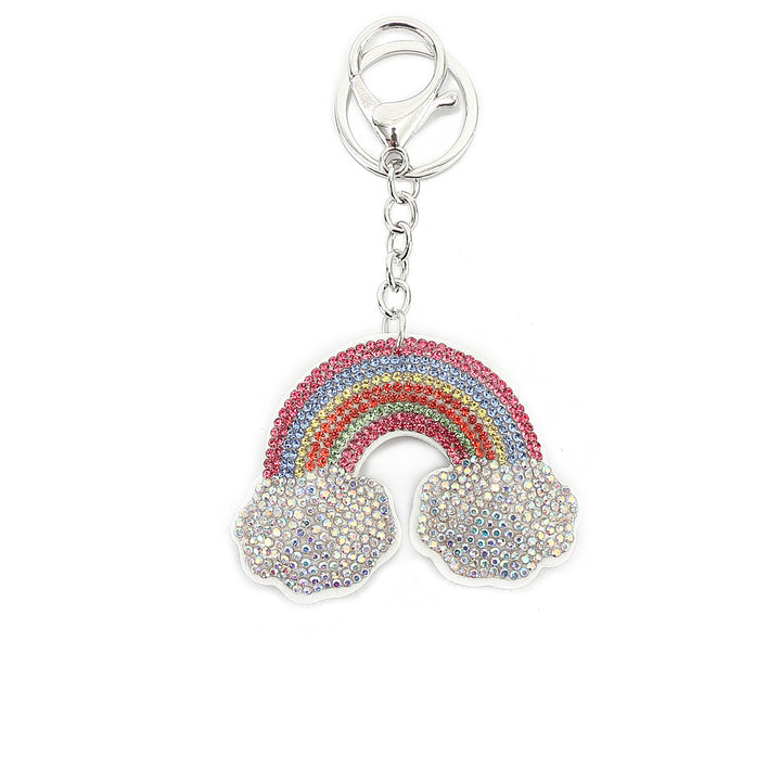 Bag Charm Crystal Rainbow White