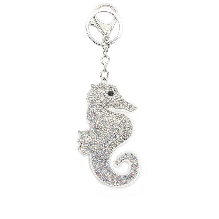 Bag Charm Crystal Seahorse White