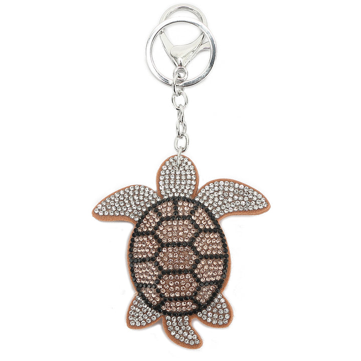 Bag Charm Crystal Turtle Brown