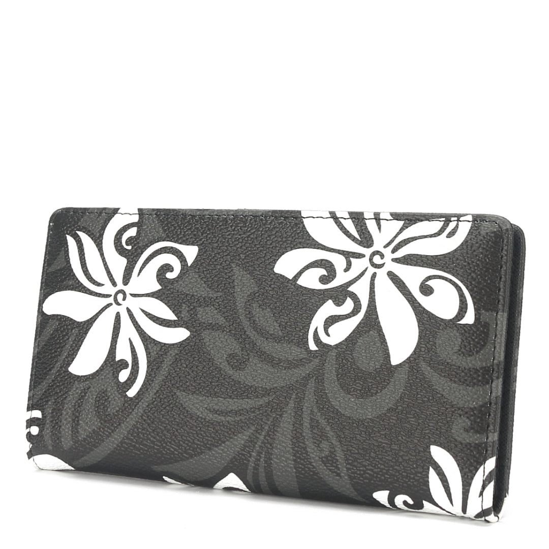 Floral Embossed Leather Shoulder Bag in Black from Mexico - Flower