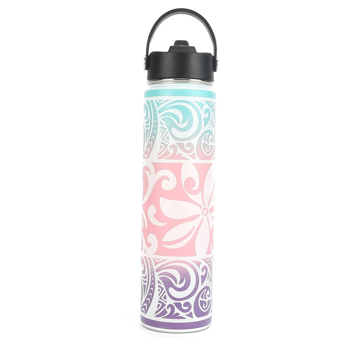 Insulated Water Bottle 24oz Tapa Tiare Aqua-Pink-Purple – Happy Wahine