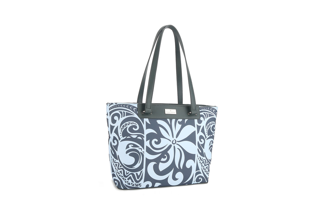 Tote Large Keʻolu Tapa Tiare Teal