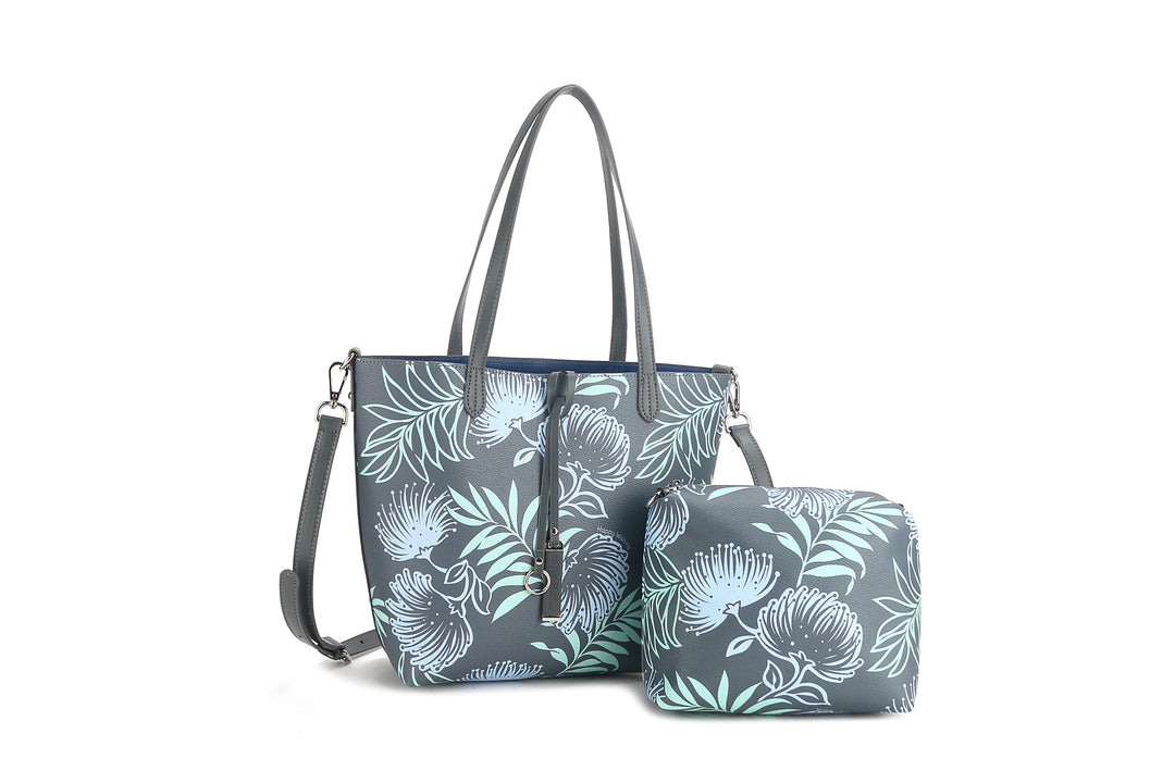 Reversible Tote Nancy Small Lehua Grey