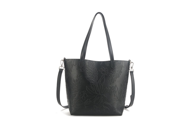 Reversible Tote Nancy Small Ginger Embossed Black