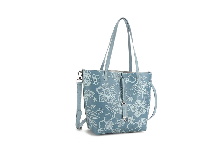 Reversible Tote Nancy Small Cherry Blossom Embossed Blue