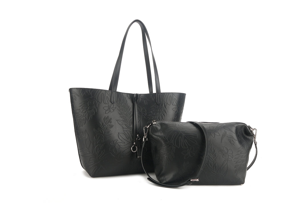 Reversible Tote Nancy Large Ginger Embossed Black