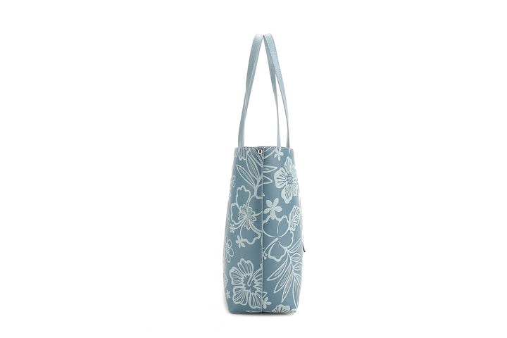 Reversible Tote Nancy Large Cherry Blossom Embossed Blue