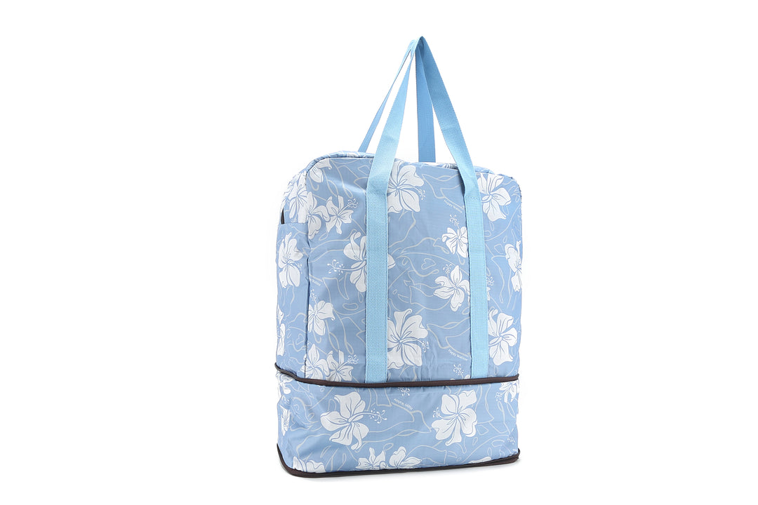 Foldable Duffle Bag Sophie Hibiscus Blue