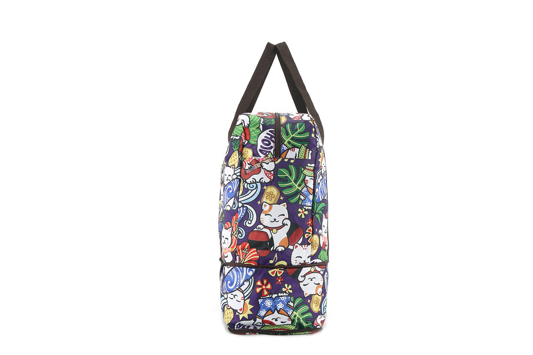 Foldable Duffle Bag Sophie Neko Purple