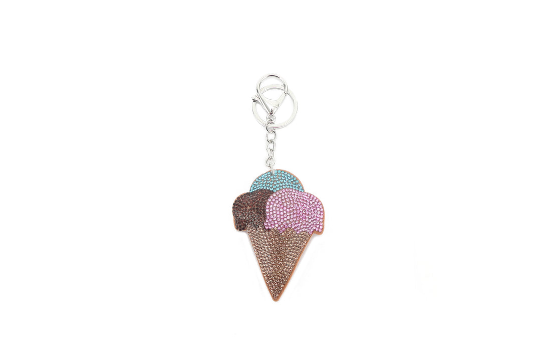 Bag Charm Crystal Ice Cream Pink