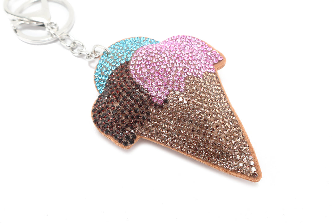 Bag Charm Crystal Ice Cream Pink