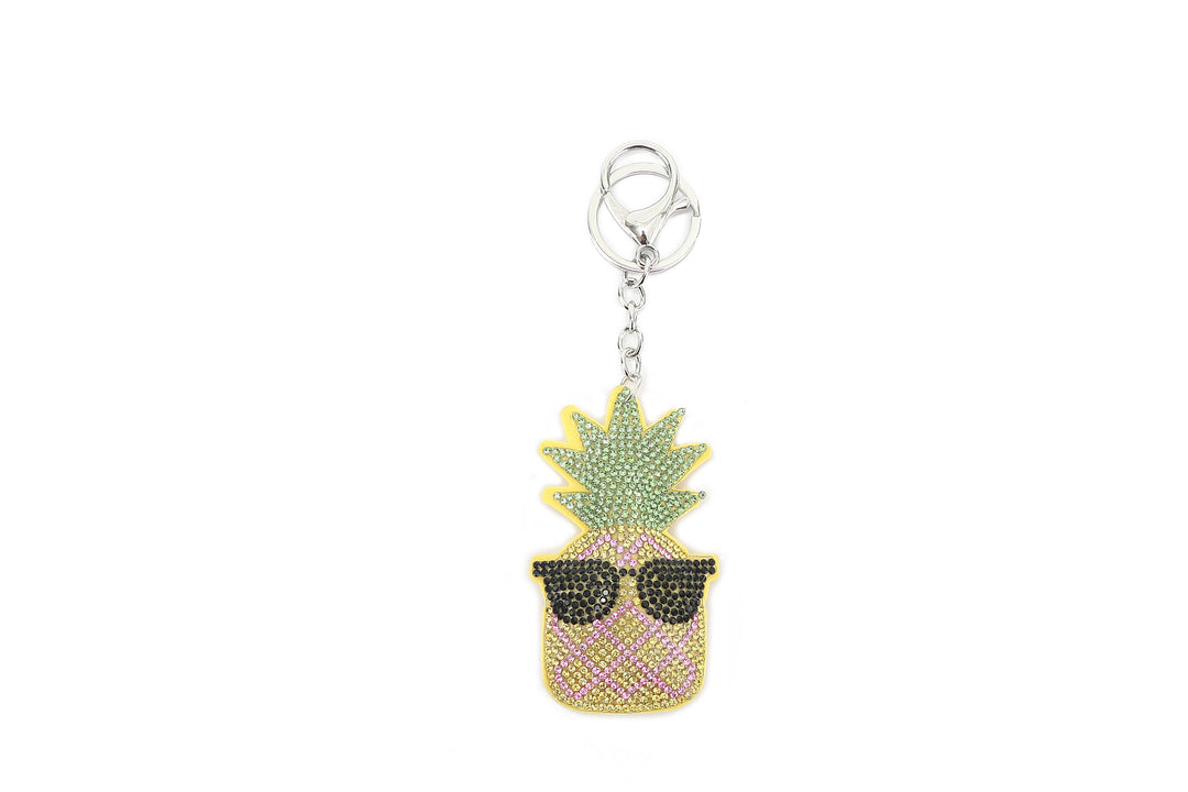 Bag Charm Crystal Pineapple Glasses Yellow