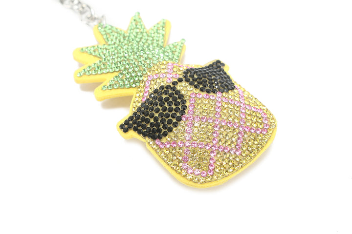 Bag Charm Crystal Pineapple Glasses Yellow