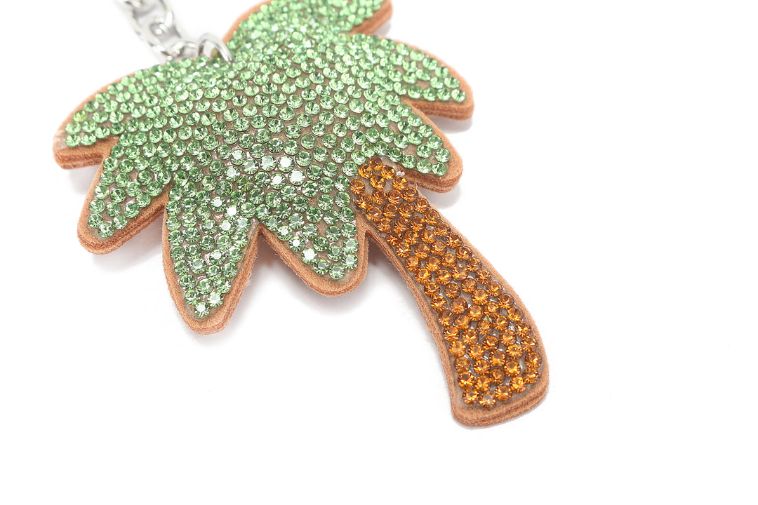 Bag Charm Crystal Palmtree Green