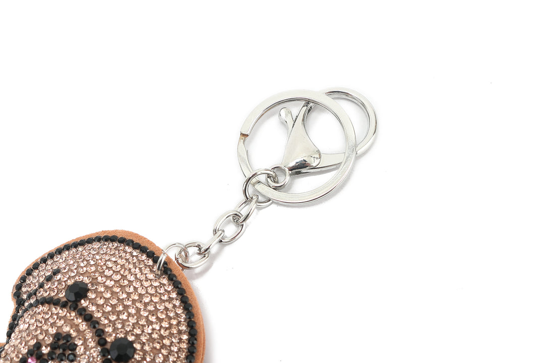 Bag Charm Crystal Dog Brown