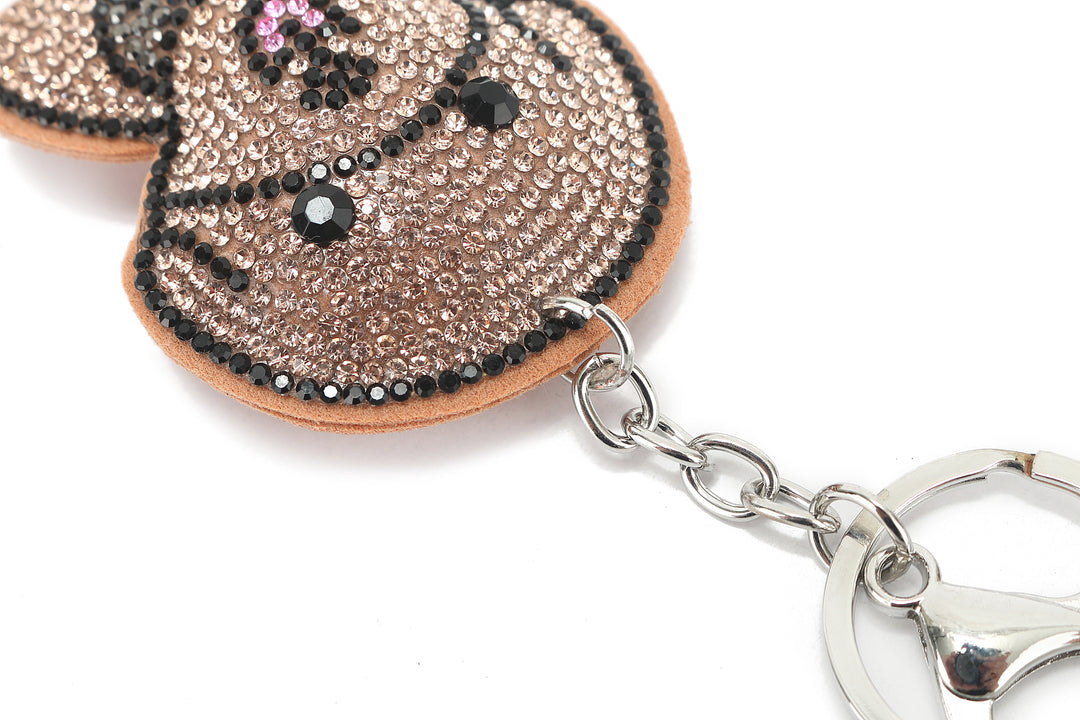 Bag Charm Crystal Dog Brown