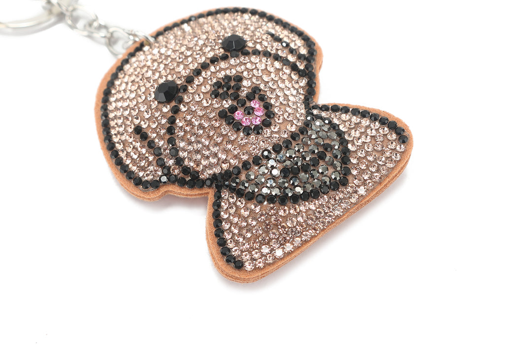 Bag Charm Crystal Dog Brown