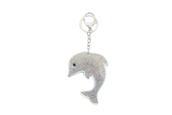 Bag Charm Crystal Dolphin White