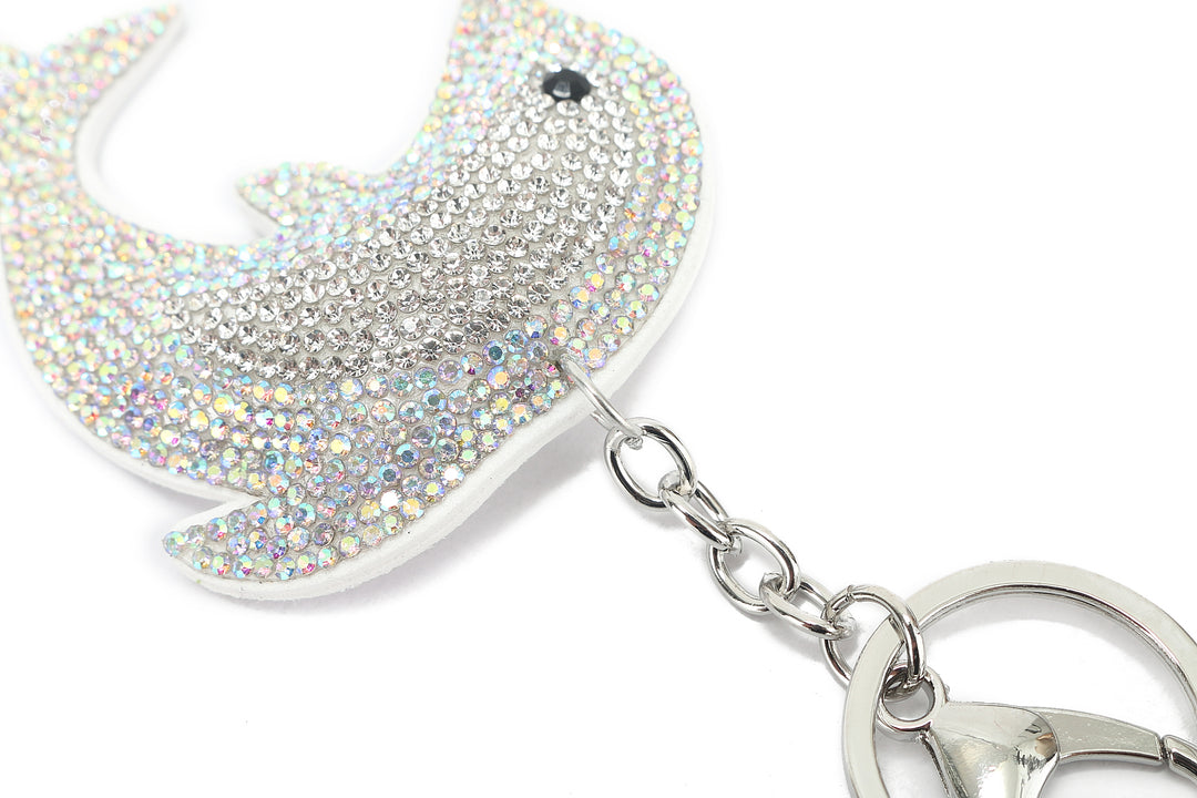 Bag Charm Crystal Dolphin White