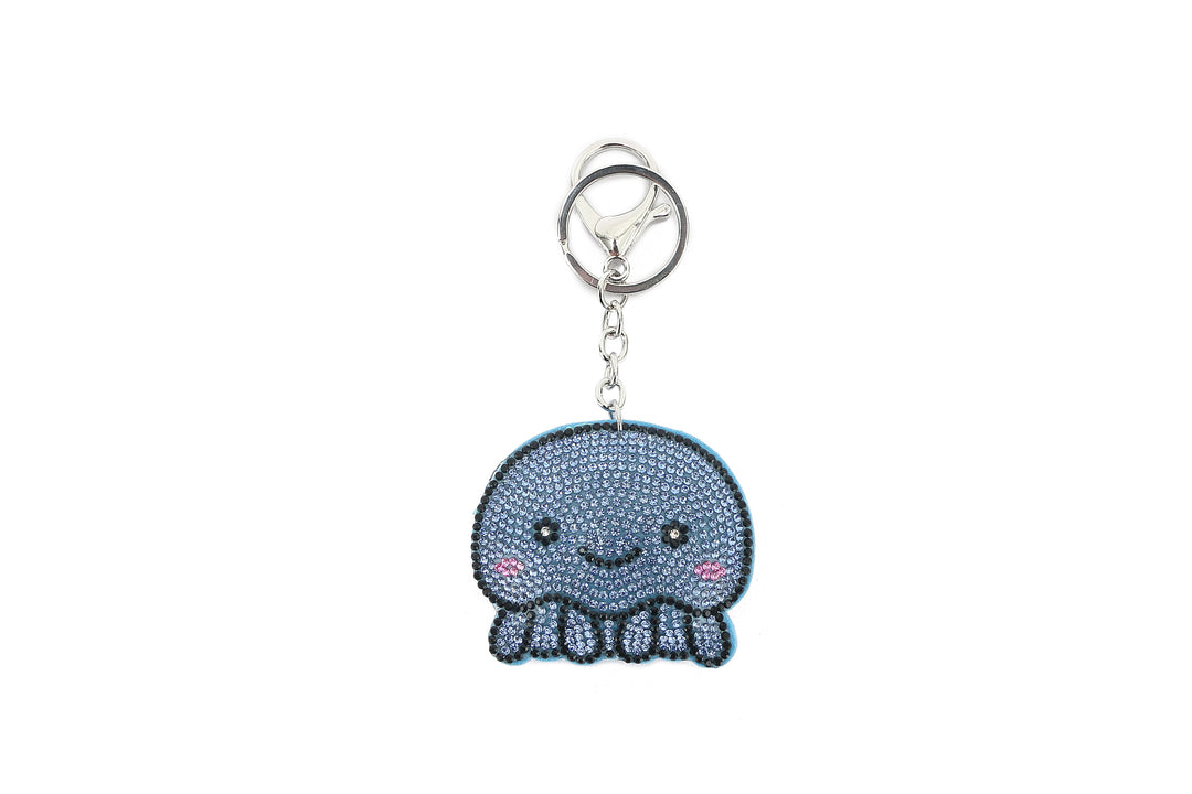 Bag Charm Crystal Octopus Blue