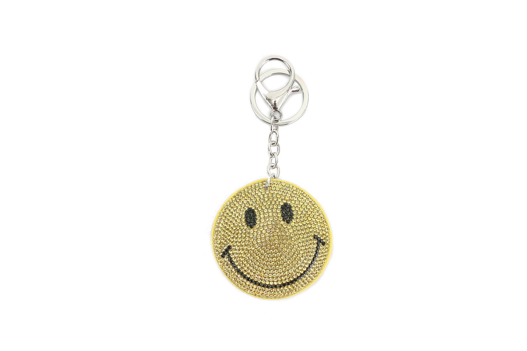 Bag Charm Crystal Smiley Yellow