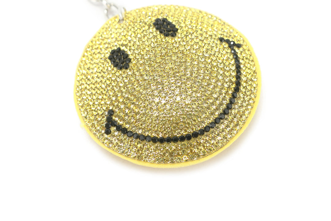 Bag Charm Crystal Smiley Yellow