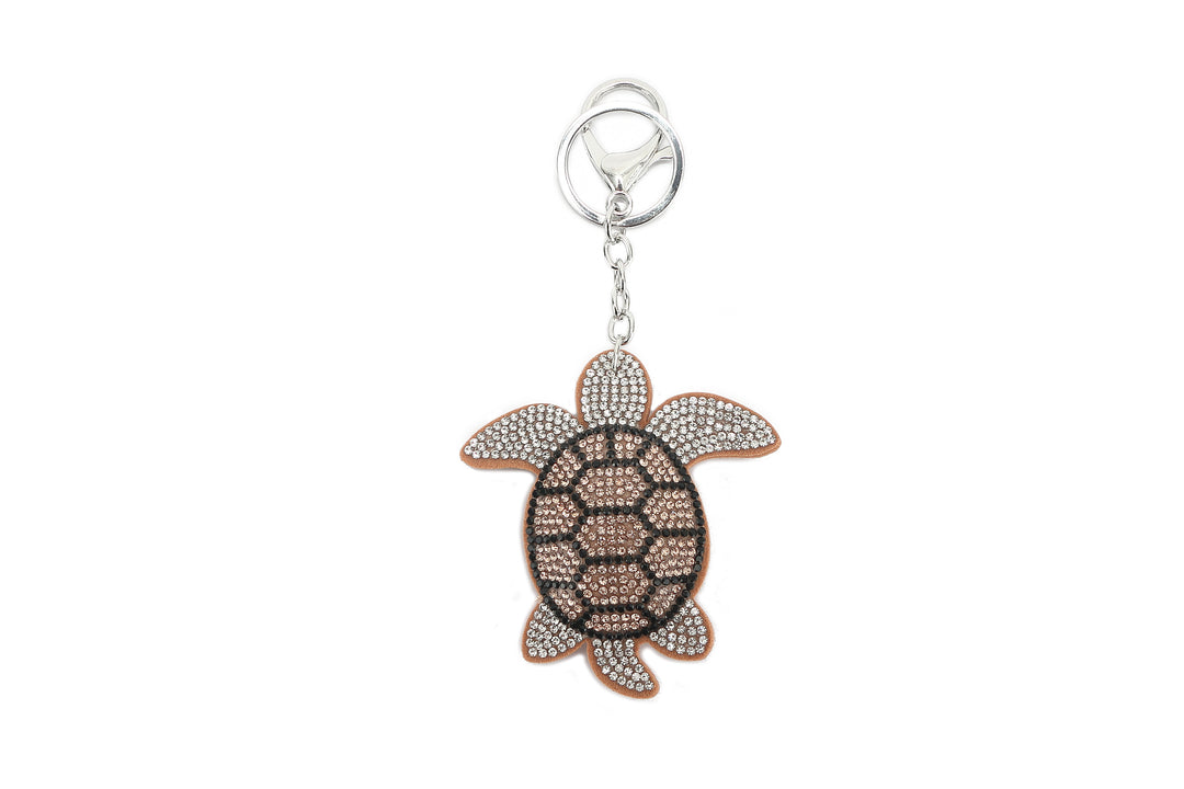 Bag Charm Crystal Turtle Brown