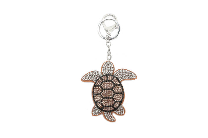 Bag Charm Crystal Turtle Brown