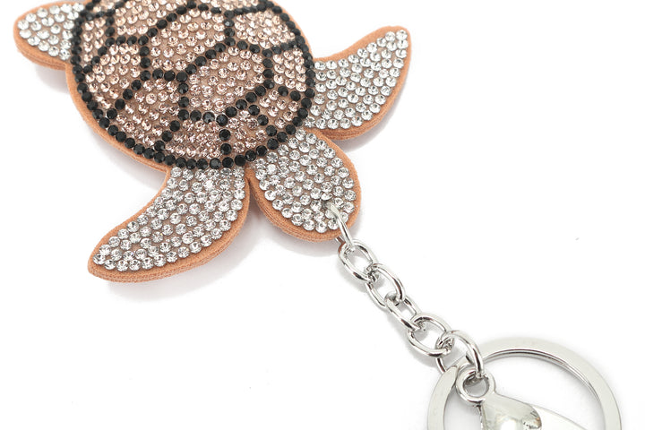 Bag Charm Crystal Turtle Brown