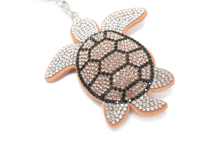 Bag Charm Crystal Turtle Brown