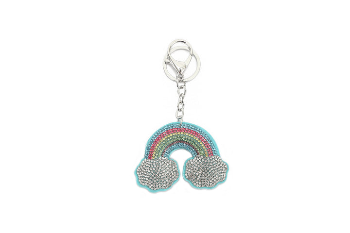 Bag Charm Crystal Rainbow Blue