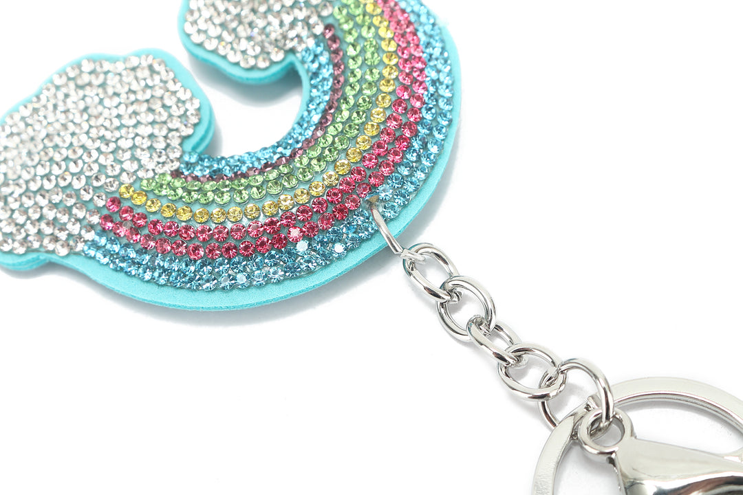 Bag Charm Crystal Rainbow Blue