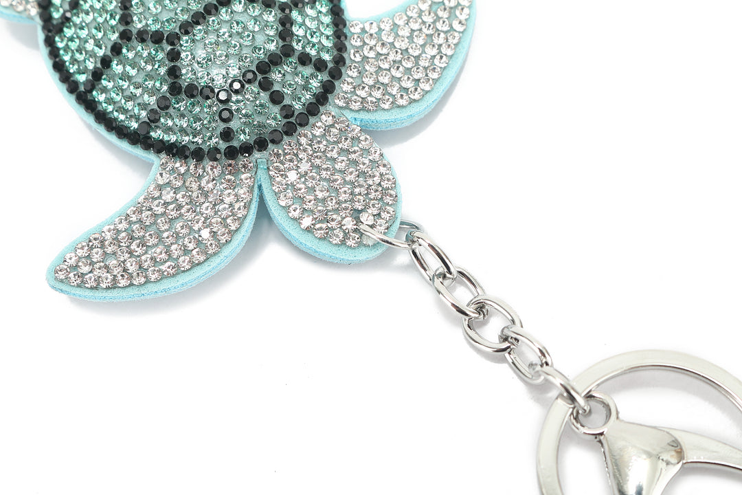 Bag Charm Crystal Turtle Teal