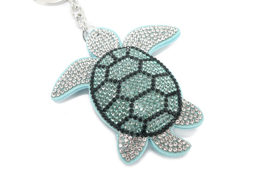 Bag Charm Crystal Turtle Teal