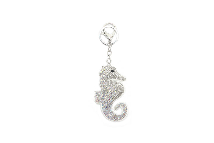 Bag Charm Crystal Seahorse White