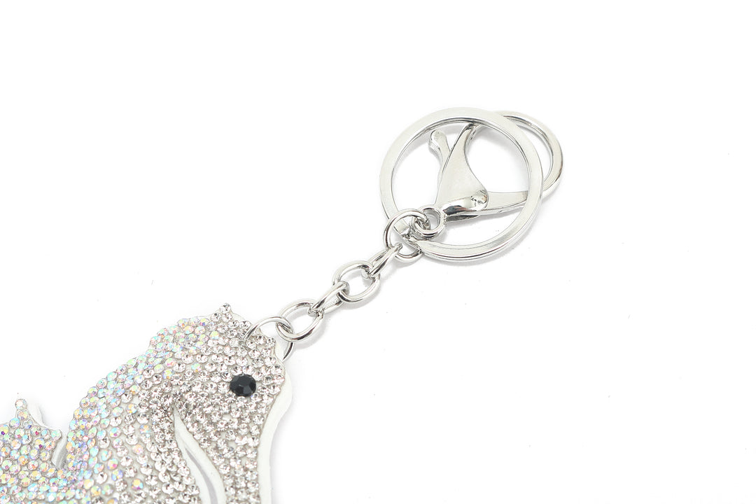 Bag Charm Crystal Seahorse White