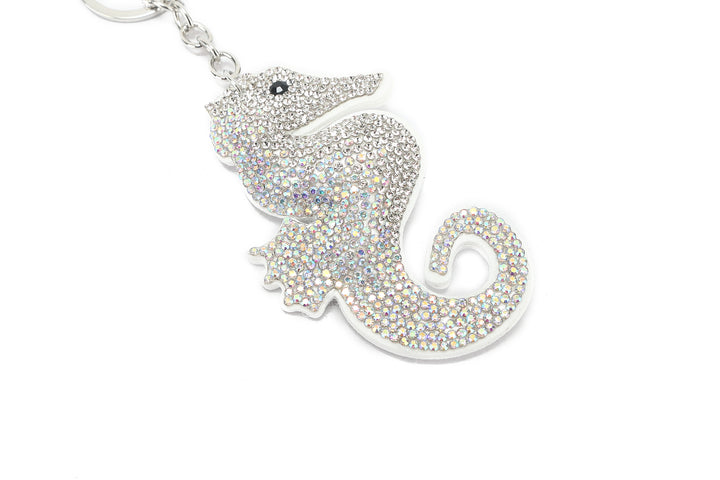 Bag Charm Crystal Seahorse White