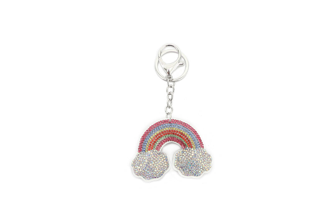 Bag Charm Crystal Rainbow White