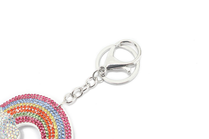 Bag Charm Crystal Rainbow White