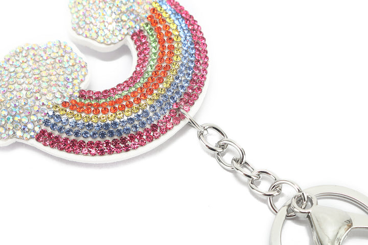 Bag Charm Crystal Rainbow White